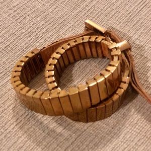 Michael Kors rose gold and leather wrap bracelet